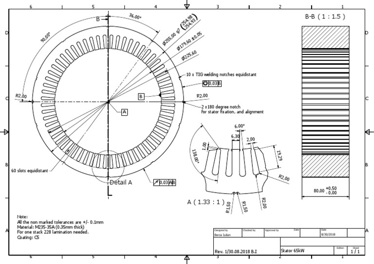Stator Design Specifications 65kW | PDF | Electrodynamics | Industrial ...
