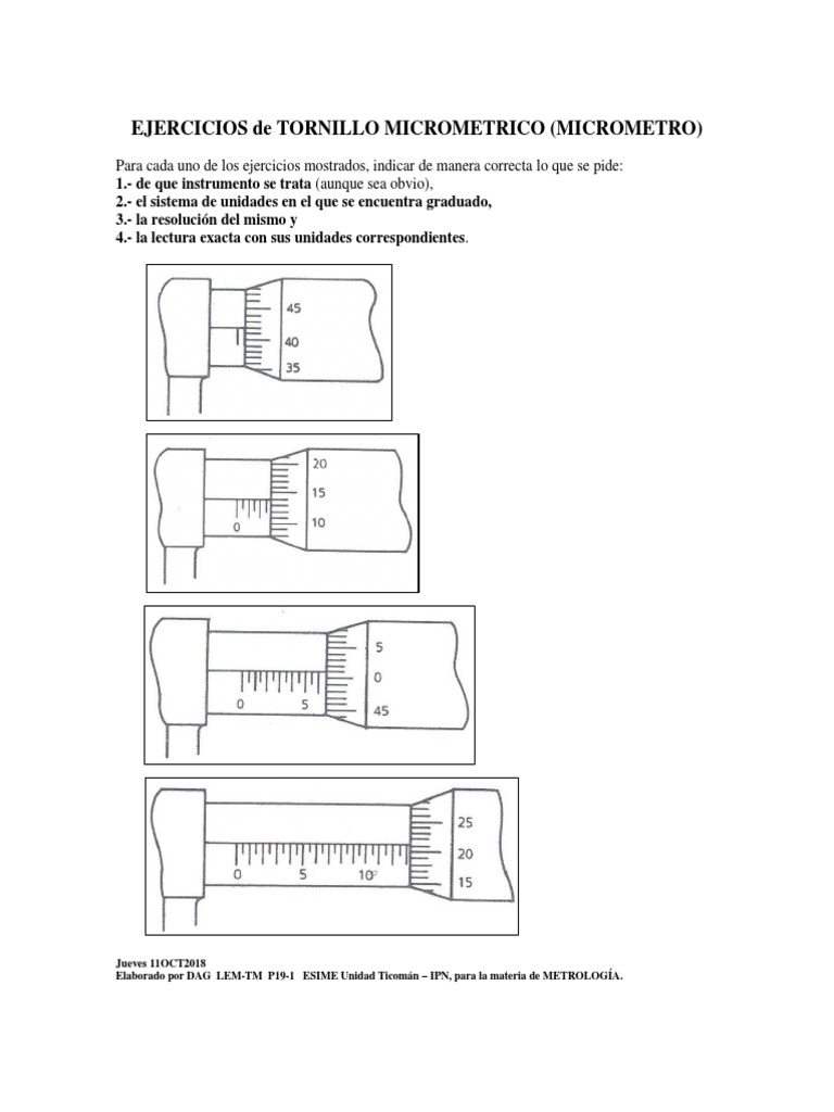 Ejercicios Resueltos de Micrómetro | PDF