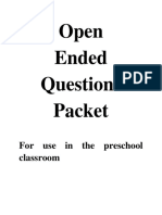 Open Ended Questions Packet: For Use in The Preschool Classroom