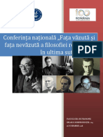 Faţa Văzută Şi Nevăzută A Filosofiei Româneşti În Ultima Sută de Ani