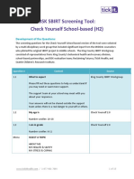 King County SBIRT Screening Tool Content For Middle School Students