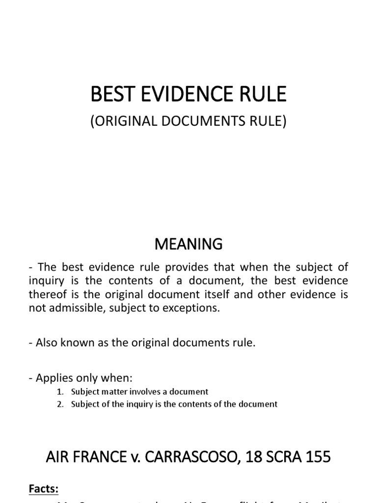 Best Evidence Rule PDF Evidence Testimony