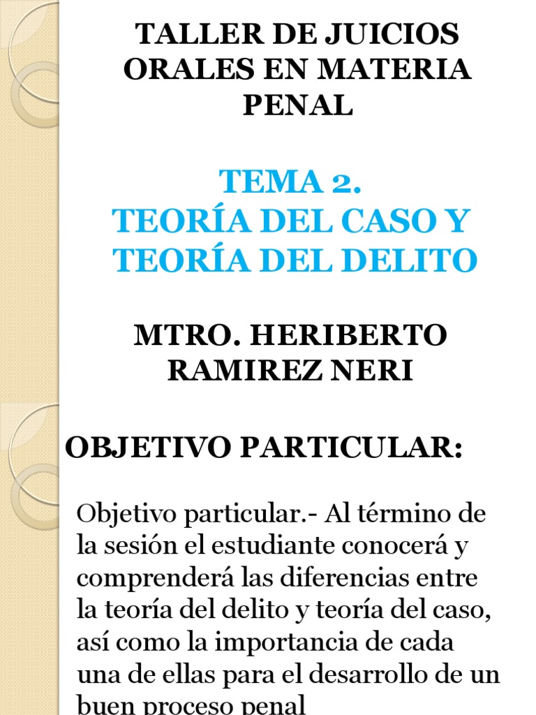 Teoría del Caso y Delito en Juicios Penales | PDF | Derecho penal ...