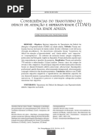 Consequências do transtorno do déficit de atenção e hiperatividade (TDAH) na idade adulta