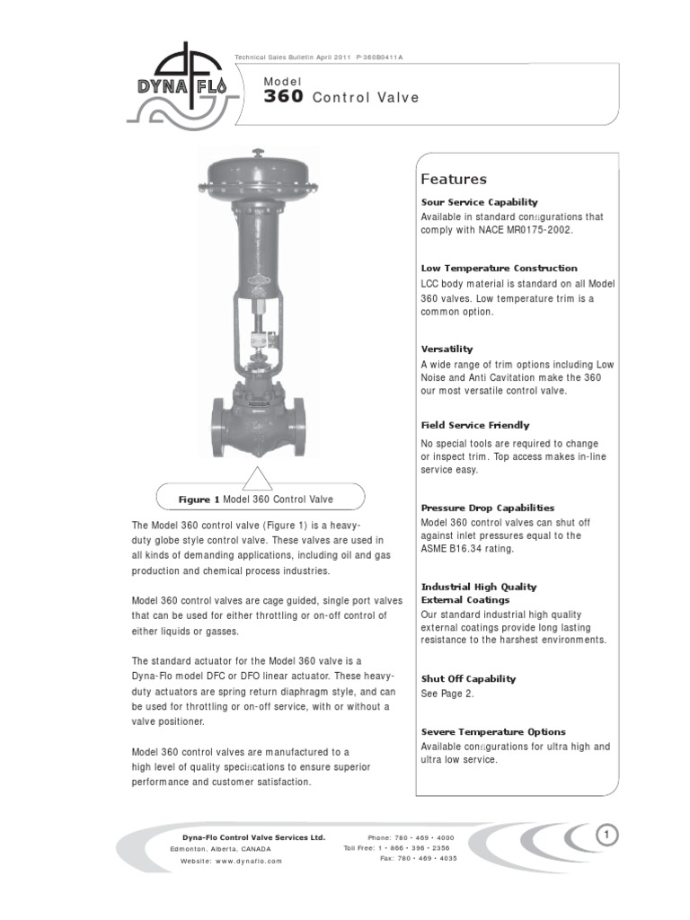 Model 360 Control Valve Overview | PDF | Valve | Gas Technologies