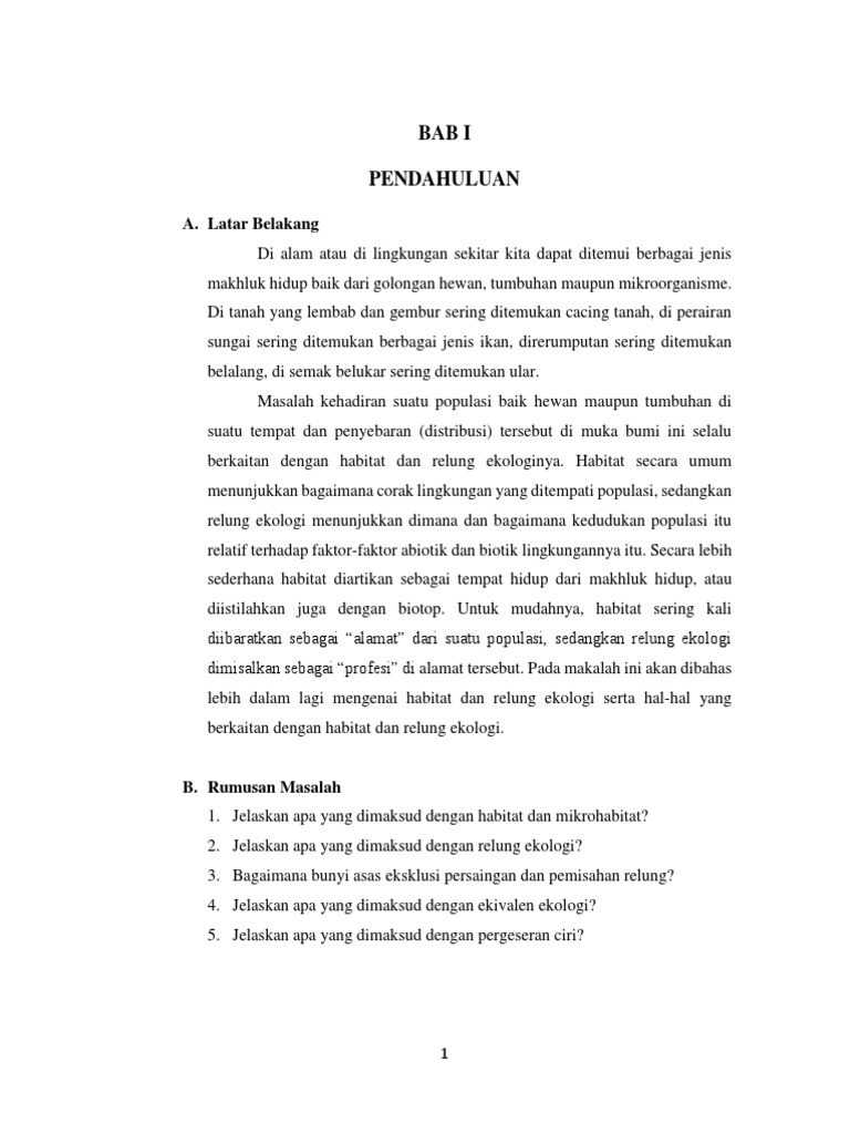 Habitat dan Relung Ekologi Makhluk Hidup | PDF