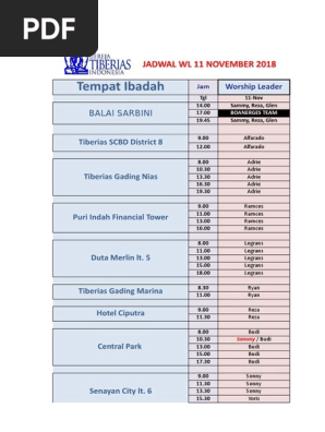 Jadwal Ibadah Gereja Tiberias Bekasi