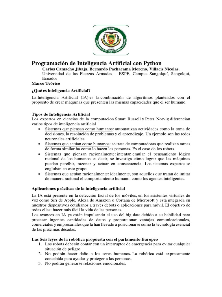 Programación de Inteligencia Artificial Con Python FINAL | PDF ...