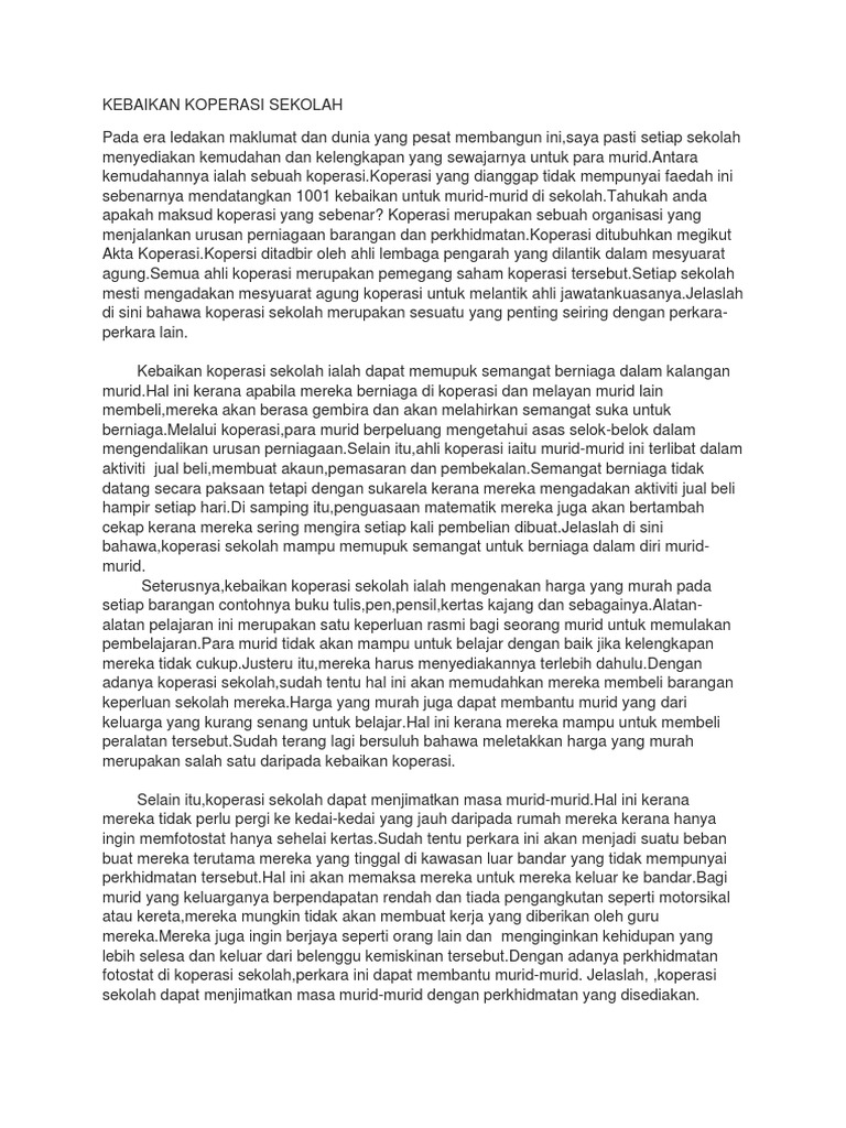 Kebaikan Koperasi Sekolah Pdf