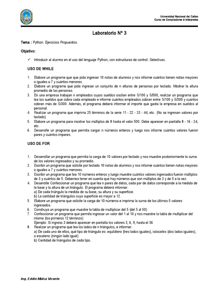 Ejercicios de Python: Control de Flujos | PDF | Programa de computadora ...