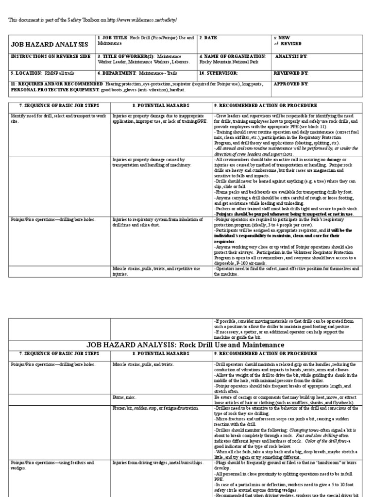 JHA Rock Drill Use and Maintenance ROMO PDF Personal Protective