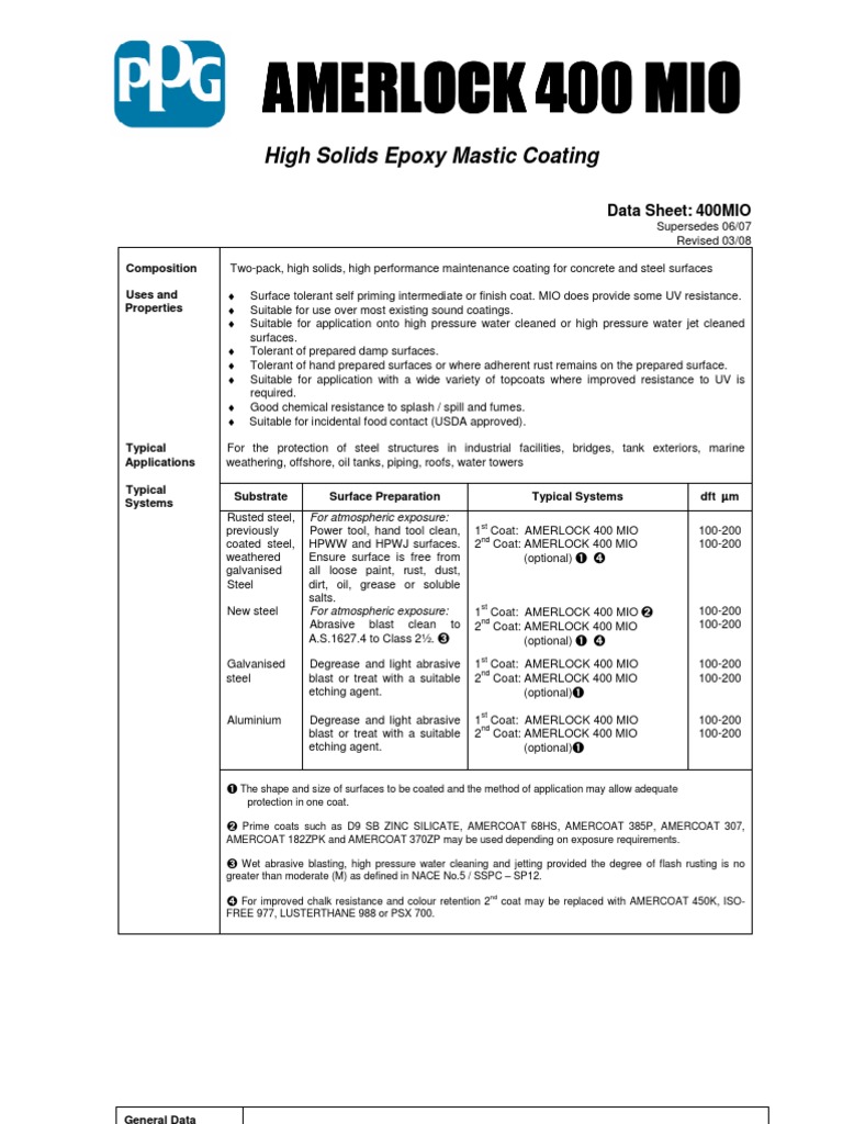 High Solids Epoxy Mastic Coating Guide | PDF | Galvanization | Relative ...