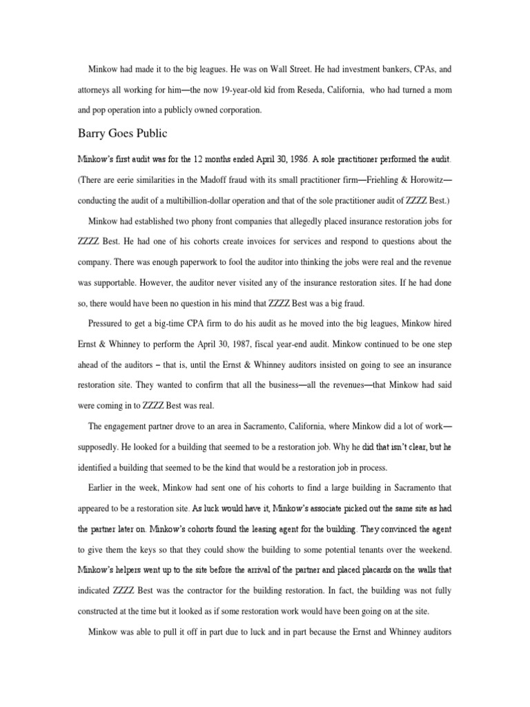 ZZZZ Best Ans PDF Accounting And Audit Business