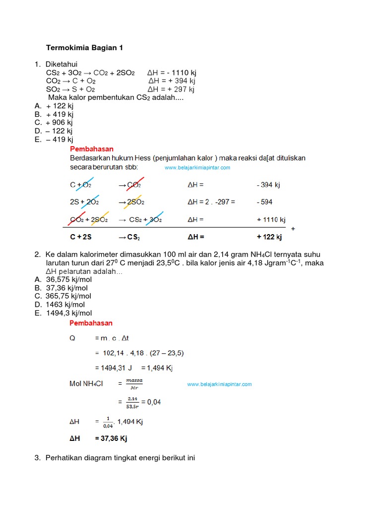 Soal Dan Penjelasan Termokimia