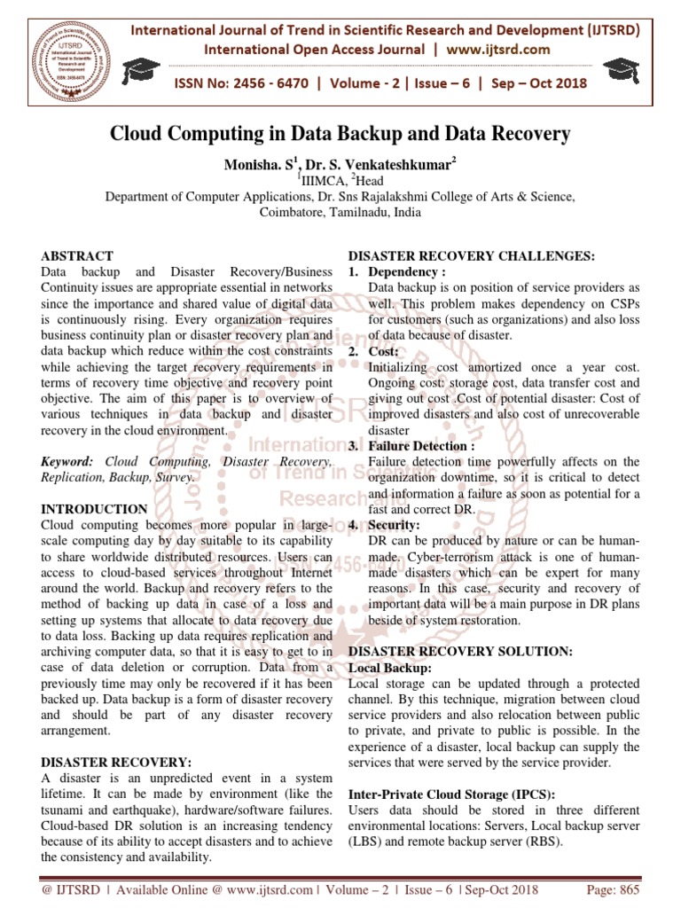 Cloud Computing in Data Backup and Data Recovery | PDF | Cloud