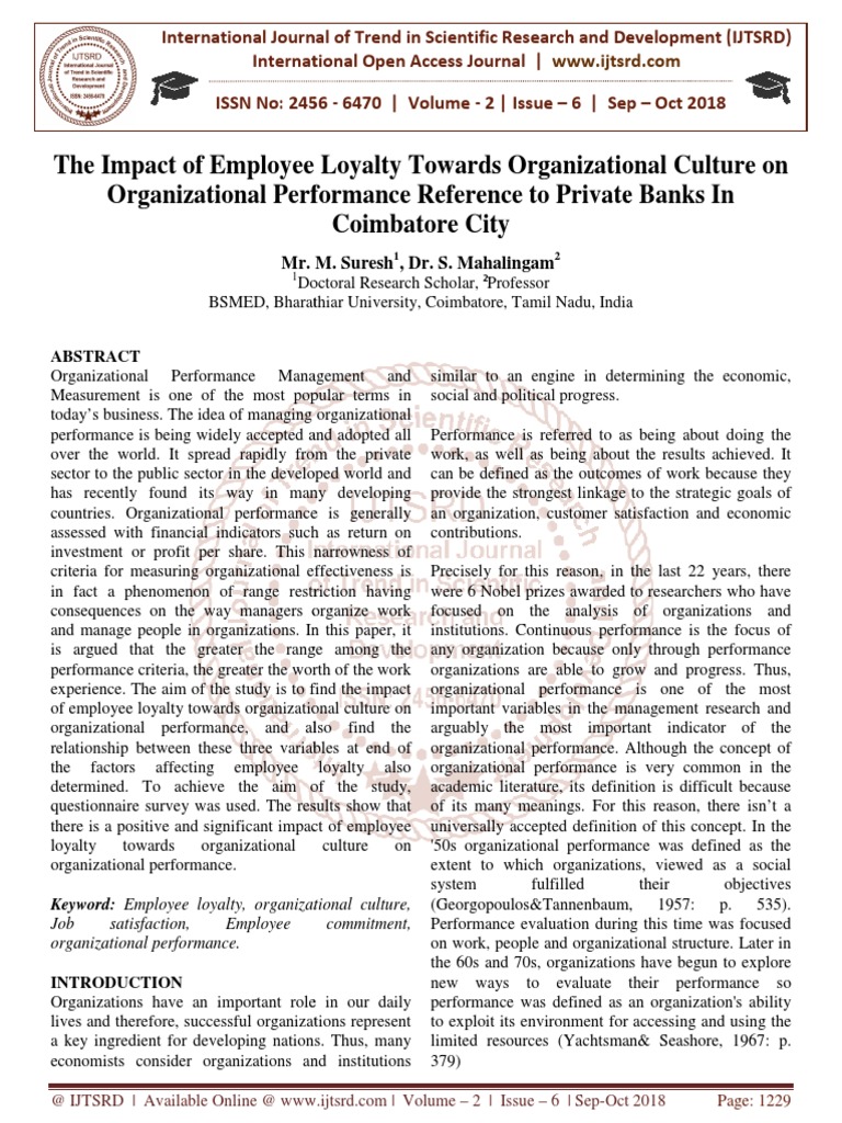 The Impact of Employee Loyalty Towards Organizational Culture On ...
