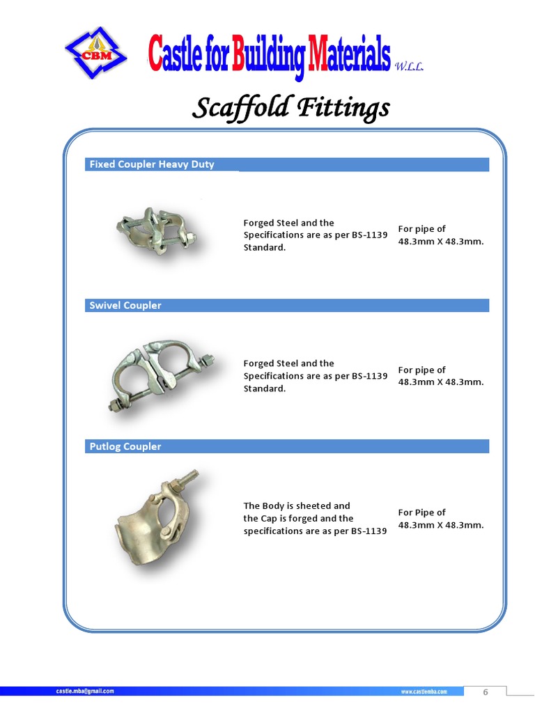 Scaffold Fittings Fixed Coupler Heavy Duty PDF Scaffolding Equipment