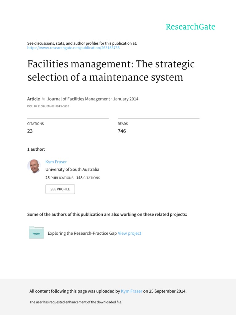 Strategic Maintenance Systems in Facilities | PDF | Reliability ...