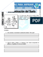 Ficha de Contaminación Del Suelo para Segundo de Primaria