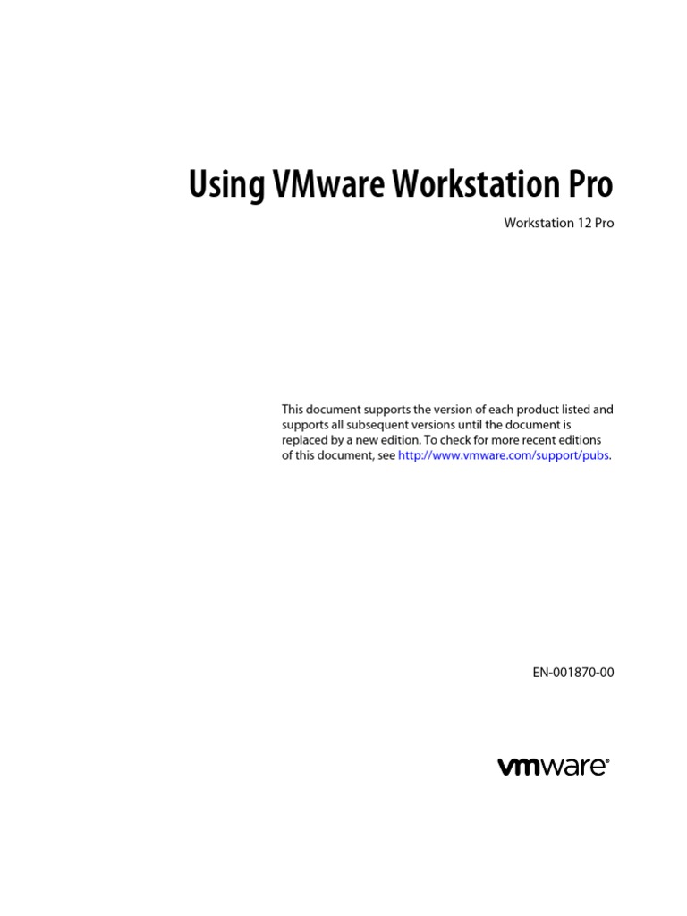 VMware Workstation Pro 12 User Guide PDF | PDF | Virtualization | V Mware