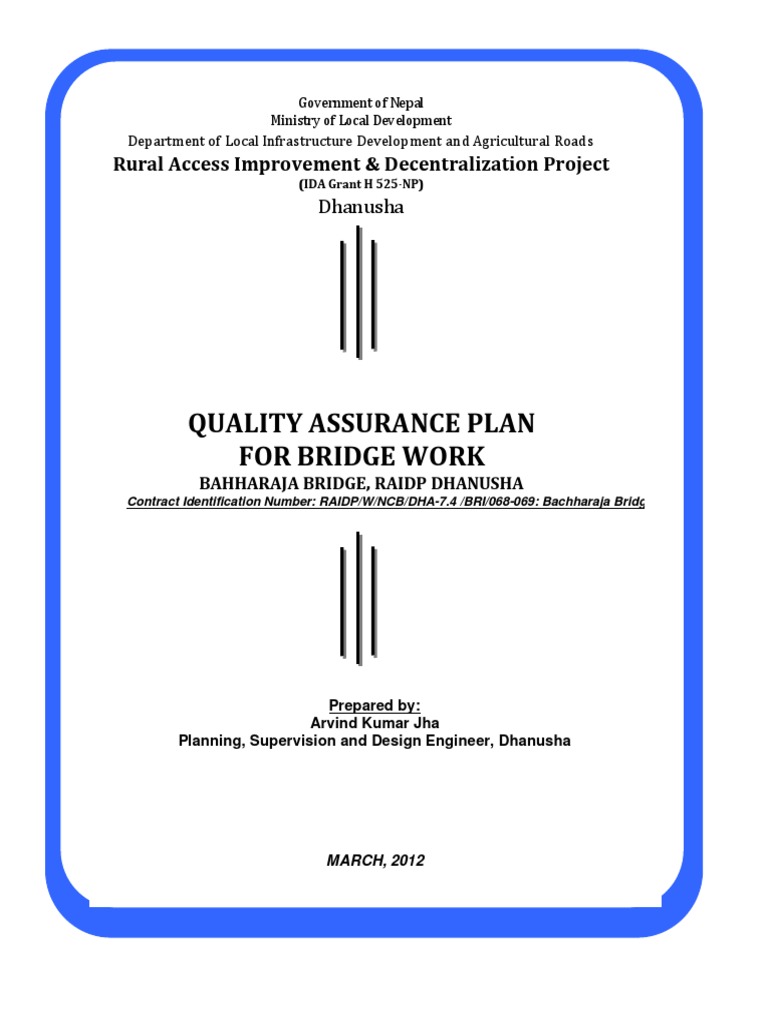 Bridge Construction QA Plan Template | PDF | Quality Assurance ...