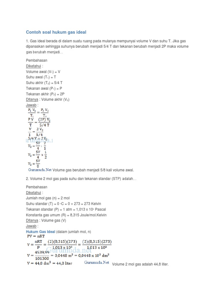 Contoh Soal Gas Ideal Dan Pembahasan - Berbagi Contoh Soal
