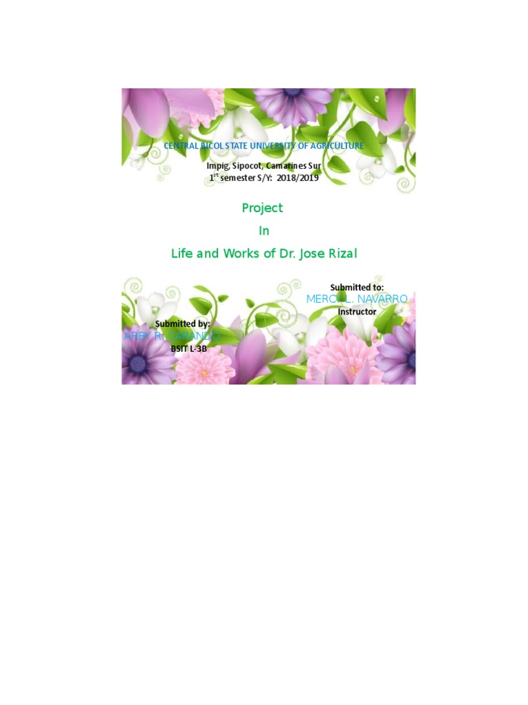 Rizal Project - Central Bicol State University | PDF