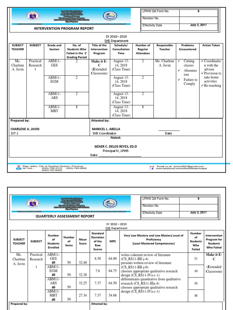 Intervention Program PR1 1STQ | PDF | Behavior Modification | Quality ...