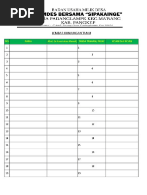 Lembar Buku Tamu Bumdes