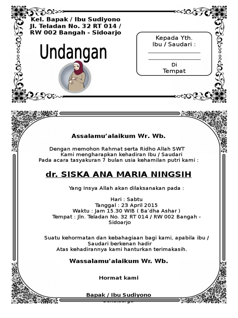 Undangan 7 Bulanan | PDF