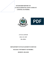 Internship Report On Pakistan Telecommunication Company Limited, Mansehra