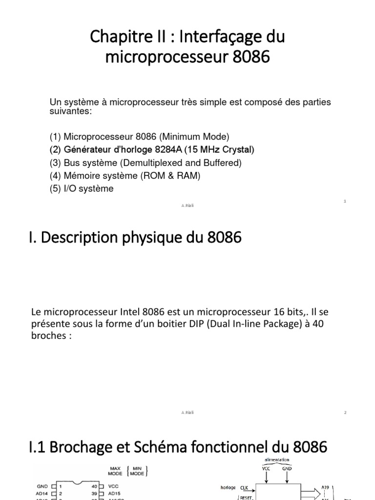 Quel Type De Microposseseur Pour Une Schema Simple Entree Sortie Interfaçage Du Microprocesseur 8086 | PDF | Entrée/Sortie | Processeur