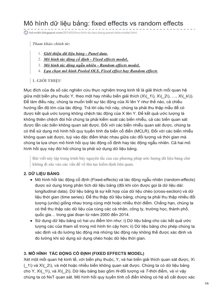 Fixed Effects Vs Random Effects | PDF