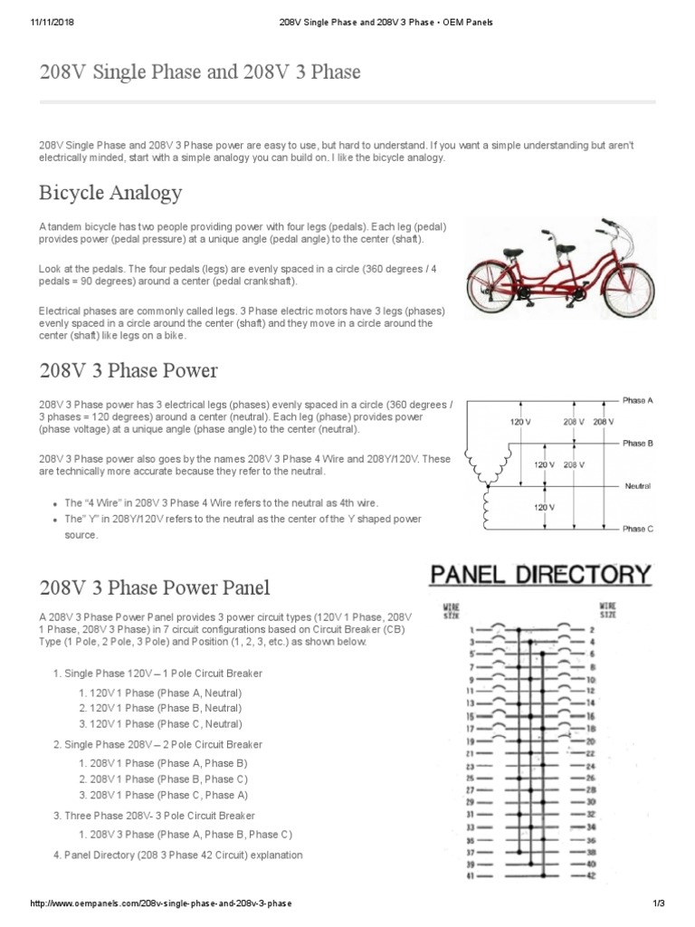 Understanding 208V Single & 3 Phase Power | PDF | Electrical Wiring ...