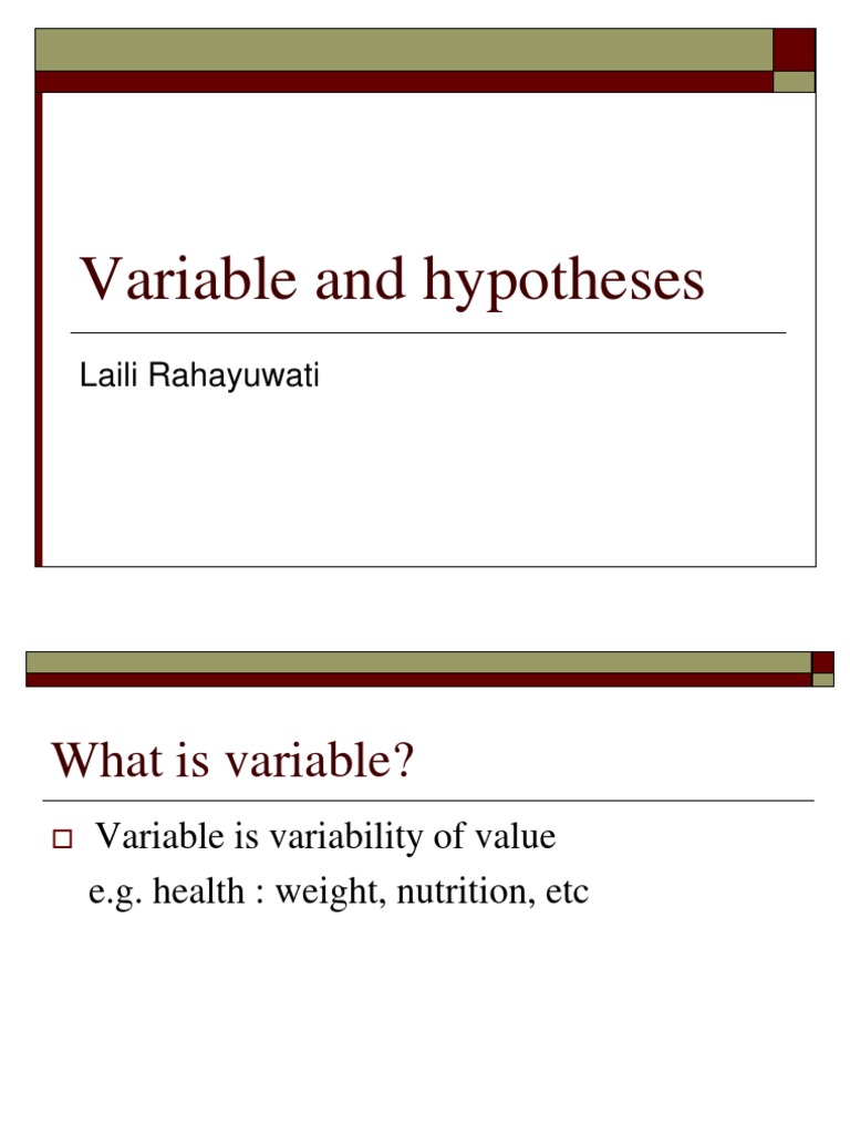 Variable and Hypotheses | PDF | Hypothesis | Theory