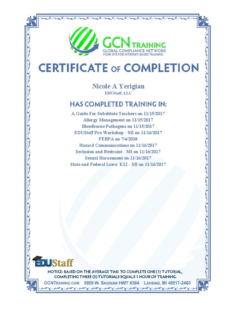 GCN Certificate-700687 | PDF