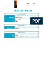 License Certificate: End User Details