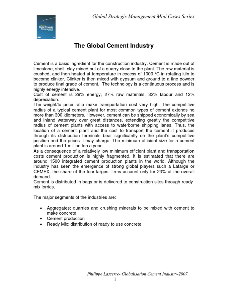 Global Cement Industry Overview 2007 | PDF | Cement | Economies