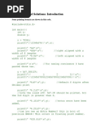 C Problems and Solutions: Introduction: Some Printing Formats Are Shown in This Code