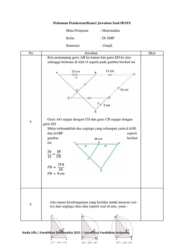 Pedoman Penskoran Soal Hots
