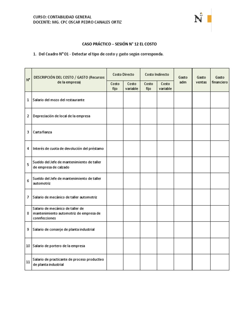 Clasificación de Costos y Gastos Empresariales | PDF