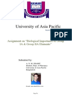 University of Asia Pacific: Assignment On "Biological Importance of Group IA & Group IIA Elements"