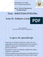 Titulo: Anestesia Epidural Autor:Dr. Edilberto Córdova Reyes