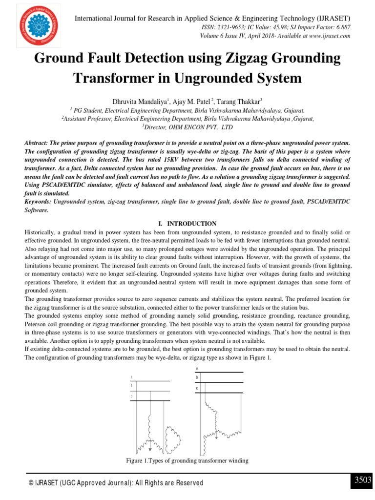 Ground Fault Detection Using Zigzag Grounding Transformer in Ungrounded