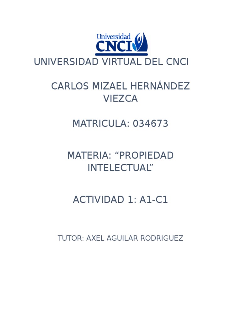Propiedad Intelectual Act 1 A1-C1 | PDF