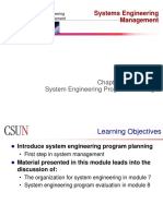 Systems Engineering Management: MSE607B Chapter 6 Part I of II System Engineering Program Planning