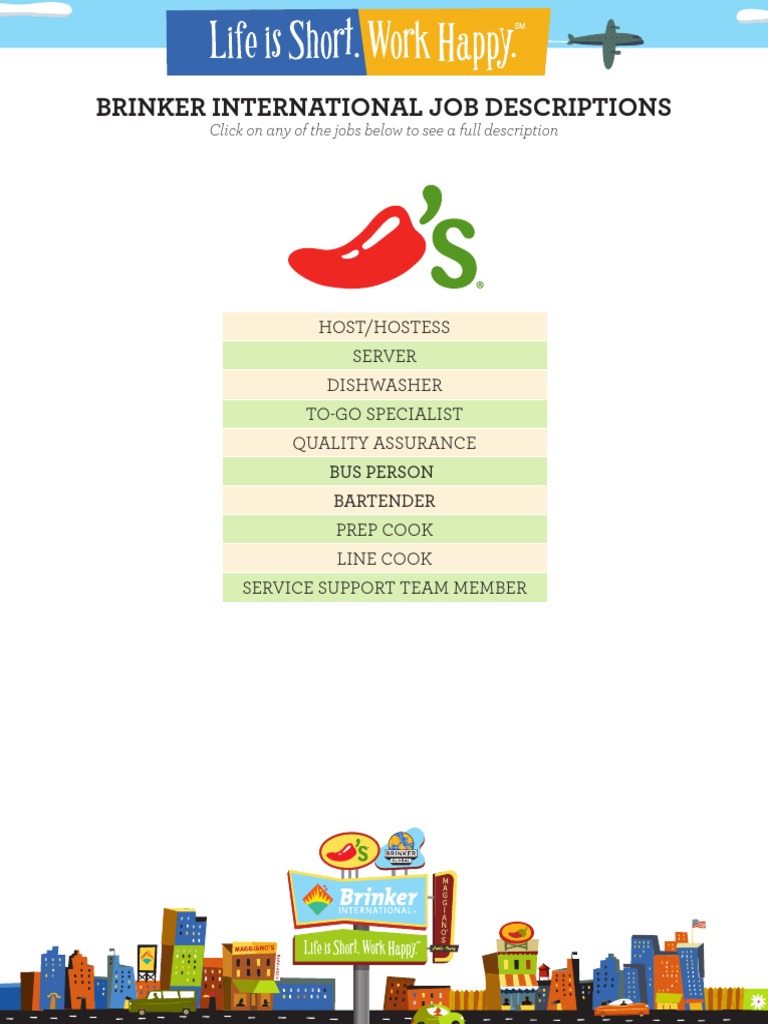 Brinker Job Descrip Hourly CHI Eng PDF PDF Drink Credit Card