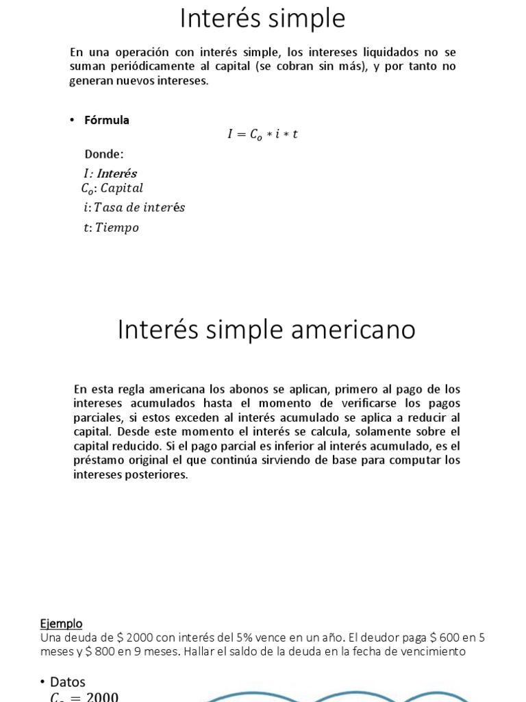 Fórmulas de Interés Simple y Ejemplos | PDF | Deuda | Interés