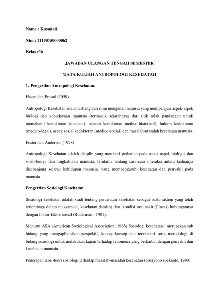 Soal Antropologi Kesehatan