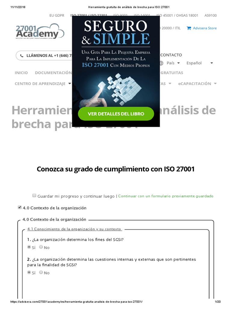 Herramienta Gratuita de Análisis de Brecha para ISO 27001 | PDF ...